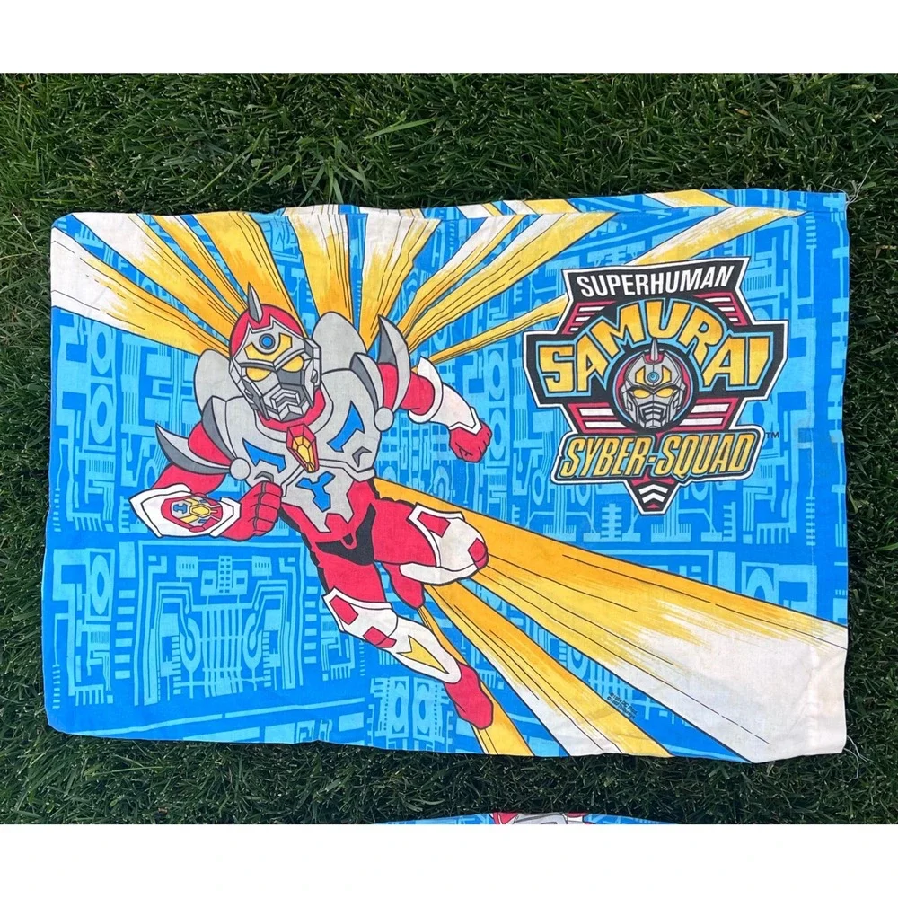 Vintage 1994 Superhuman Samurai Syber-Squad‎ Twin Sheet Set 3pc DIC Tsuburaya